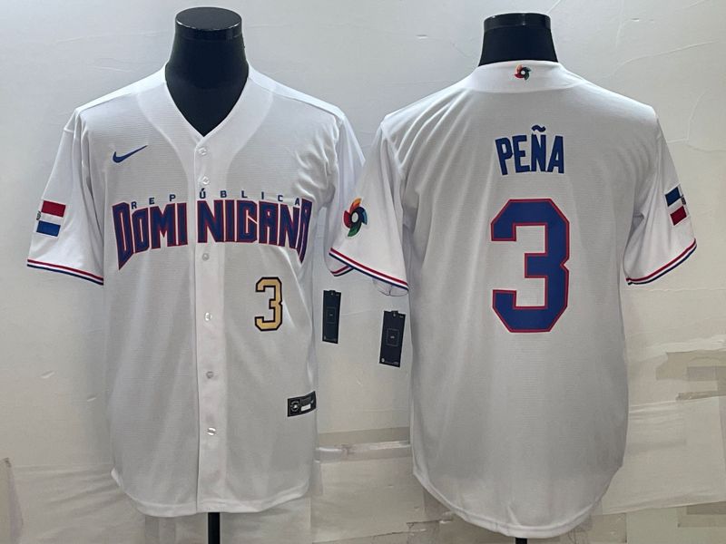 Men 2025 World Cup Dominican #3 Pena White Nike MLB Jersey style 5->more jerseys->MLB Jersey
